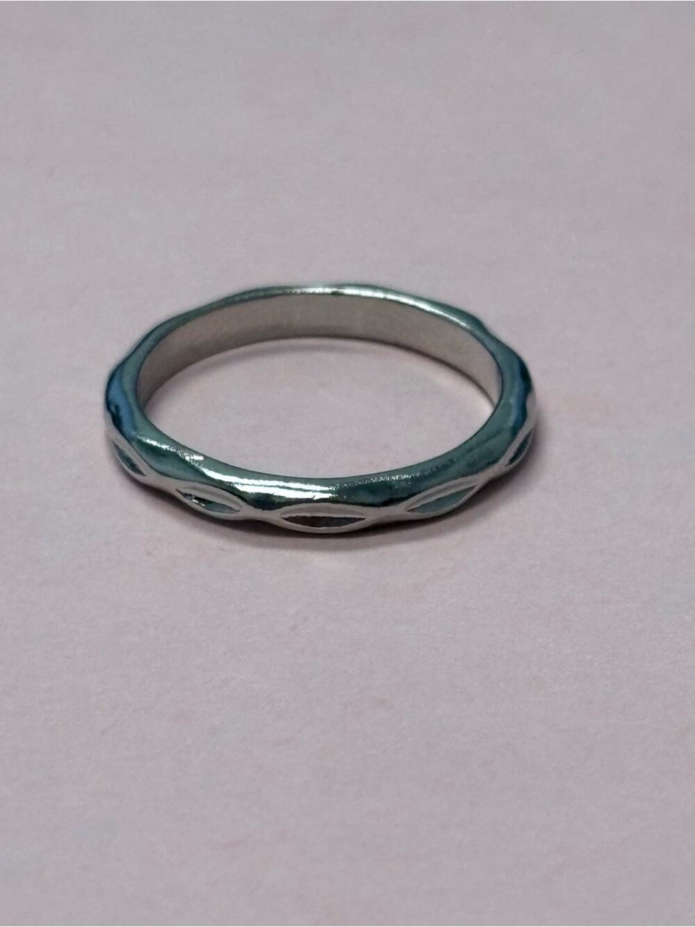 Minimalist Silver Tone Textured Band Ring – Size 7.5 / 17.5mm – NWOT ✨